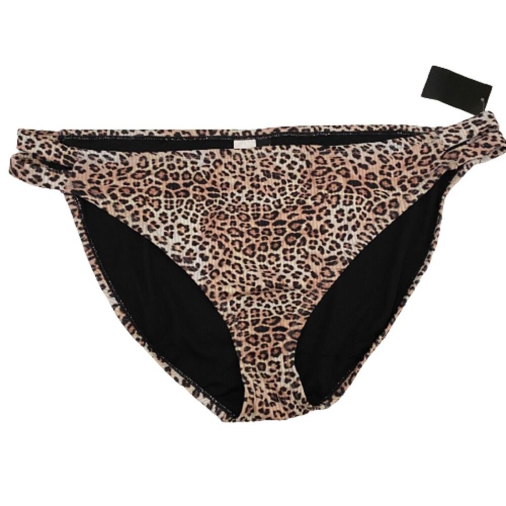 2 FOR $5 SALE NWT W Swim Leopard Print  Rib Tab Swimsuit Bottoms  3X